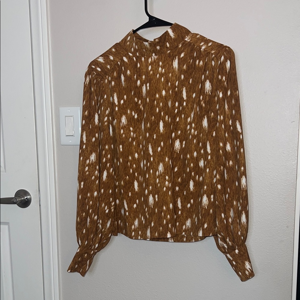 Apt. 9 Brown and White Patterned Blouse